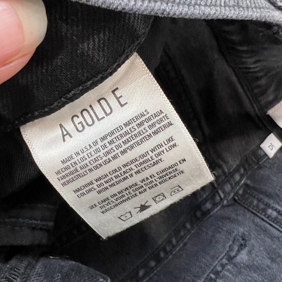 Agolde Nico Jean Virtue Black High Rise Slim Fit Denim Button Fly Womens Size 25 - Picture 10 of 13